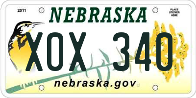 NE license plate XOX340