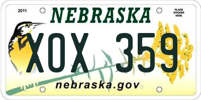 NE license plate XOX359