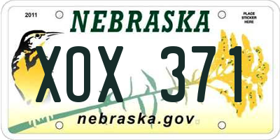 NE license plate XOX371