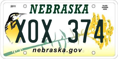 NE license plate XOX374