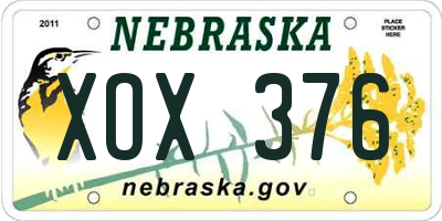 NE license plate XOX376
