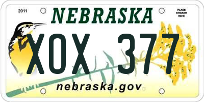 NE license plate XOX377