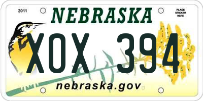 NE license plate XOX394