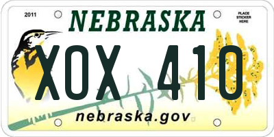 NE license plate XOX410