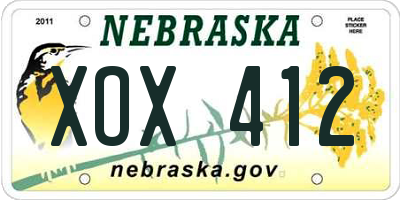 NE license plate XOX412