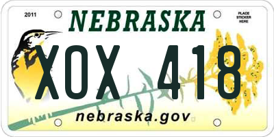 NE license plate XOX418