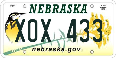 NE license plate XOX433