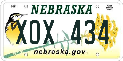 NE license plate XOX434