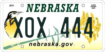 NE license plate XOX444