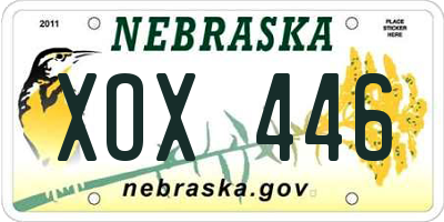 NE license plate XOX446