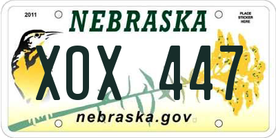 NE license plate XOX447