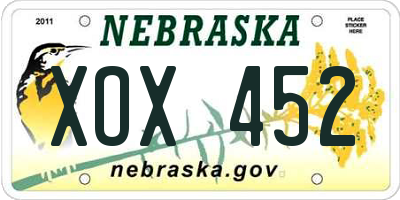 NE license plate XOX452