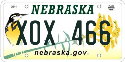 NE license plate XOX466