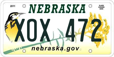 NE license plate XOX472