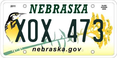NE license plate XOX473
