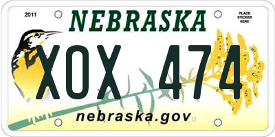 NE license plate XOX474