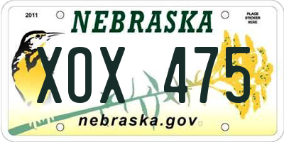 NE license plate XOX475