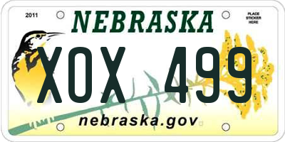 NE license plate XOX499
