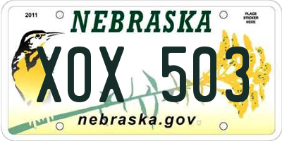 NE license plate XOX503