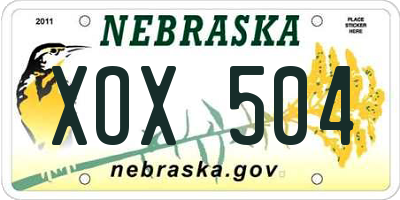 NE license plate XOX504