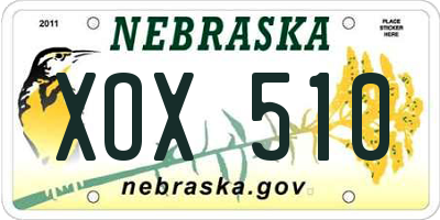 NE license plate XOX510