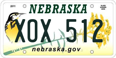 NE license plate XOX512