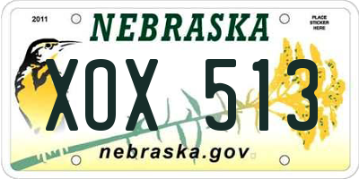 NE license plate XOX513