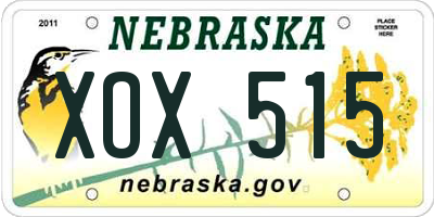 NE license plate XOX515