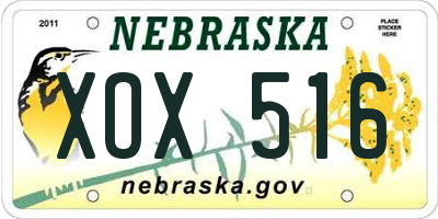 NE license plate XOX516
