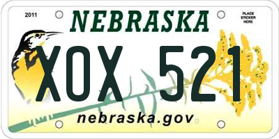 NE license plate XOX521