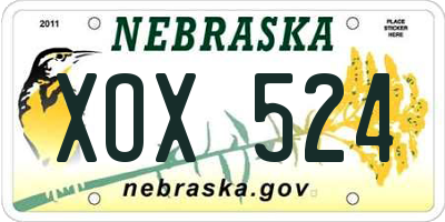 NE license plate XOX524