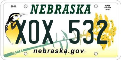 NE license plate XOX532