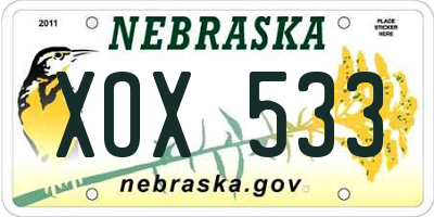 NE license plate XOX533