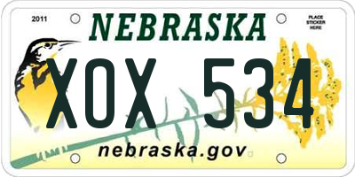 NE license plate XOX534