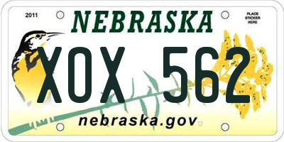 NE license plate XOX562