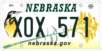 NE license plate XOX571