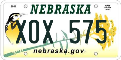 NE license plate XOX575