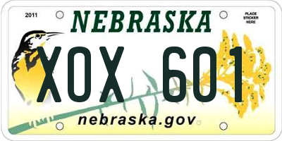 NE license plate XOX601