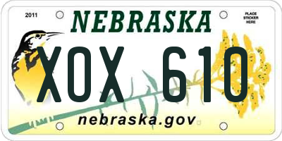 NE license plate XOX610