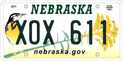 NE license plate XOX611
