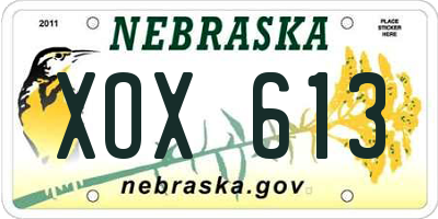 NE license plate XOX613