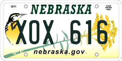 NE license plate XOX616