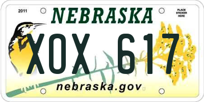 NE license plate XOX617