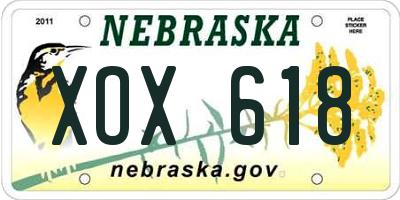 NE license plate XOX618