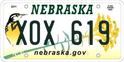 NE license plate XOX619