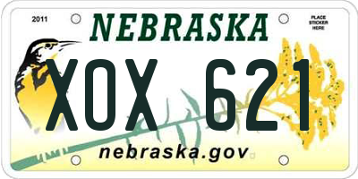 NE license plate XOX621