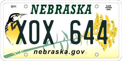 NE license plate XOX644