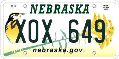 NE license plate XOX649