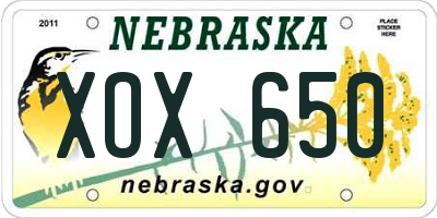 NE license plate XOX650