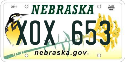 NE license plate XOX653